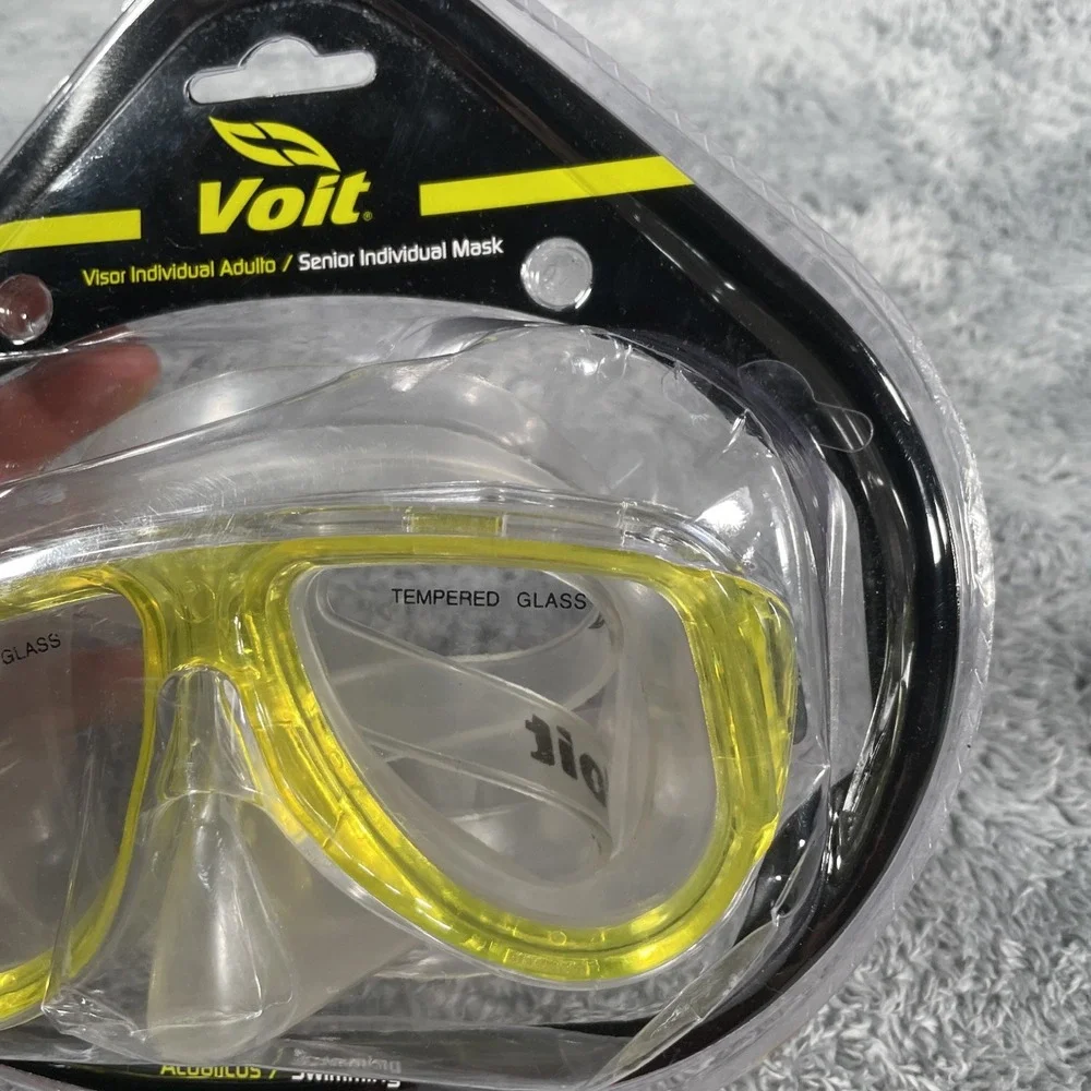 Voit Tempered Glass Lens Diving Goggles Scuba Swim Mask Yellow NEW SEALED